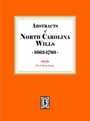 cover image of Abstracts of North Carolina Wills 1663-1760